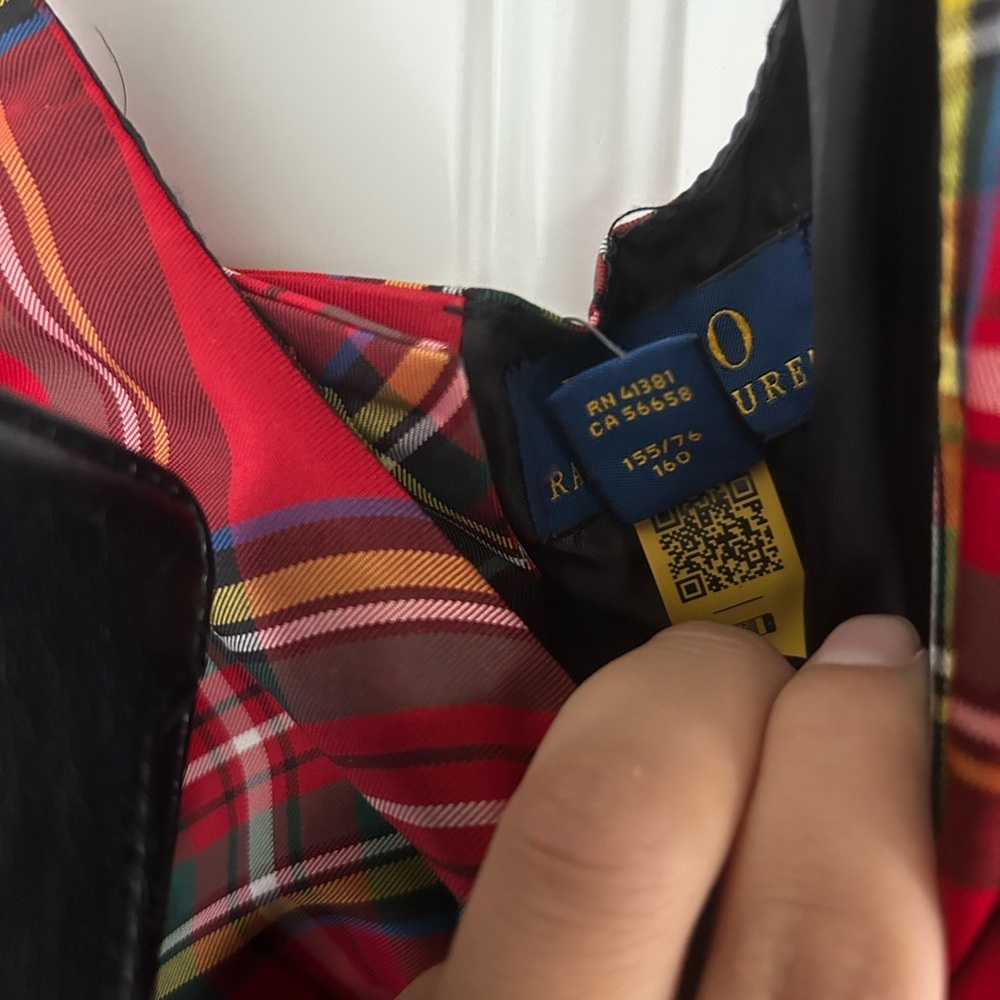 Ralph Lauren Plaid Sleeveless Dress with Black Bow Sz 16 - Picture 5 of 5
